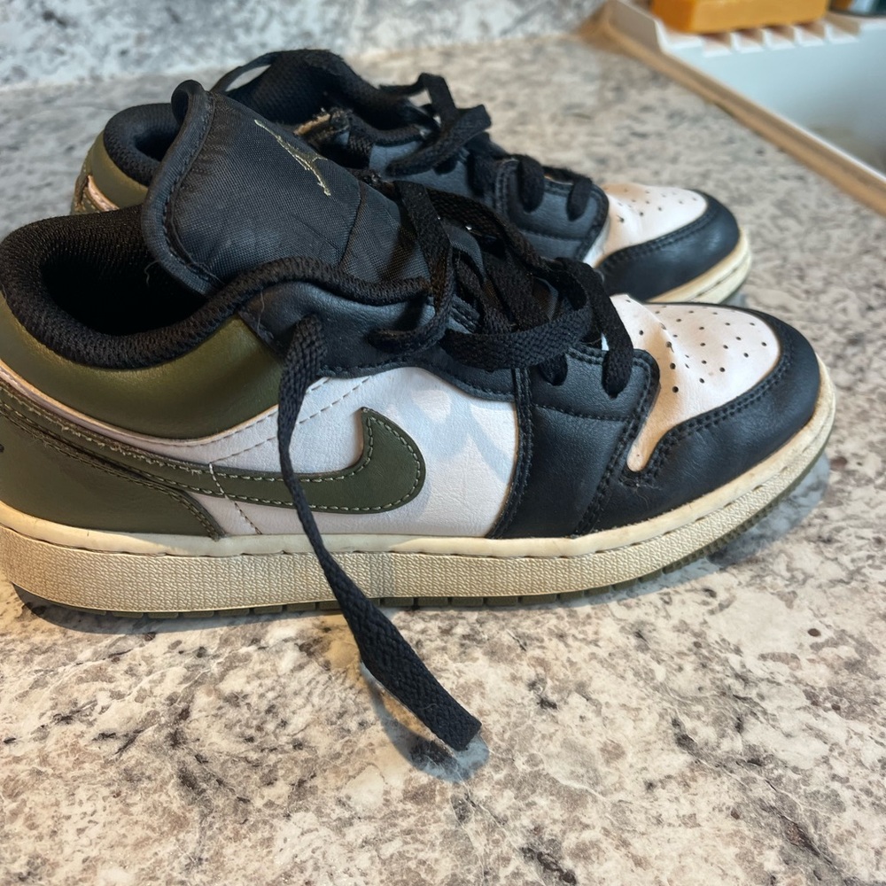 Jordan Kids Black, White, and Green Sneakers